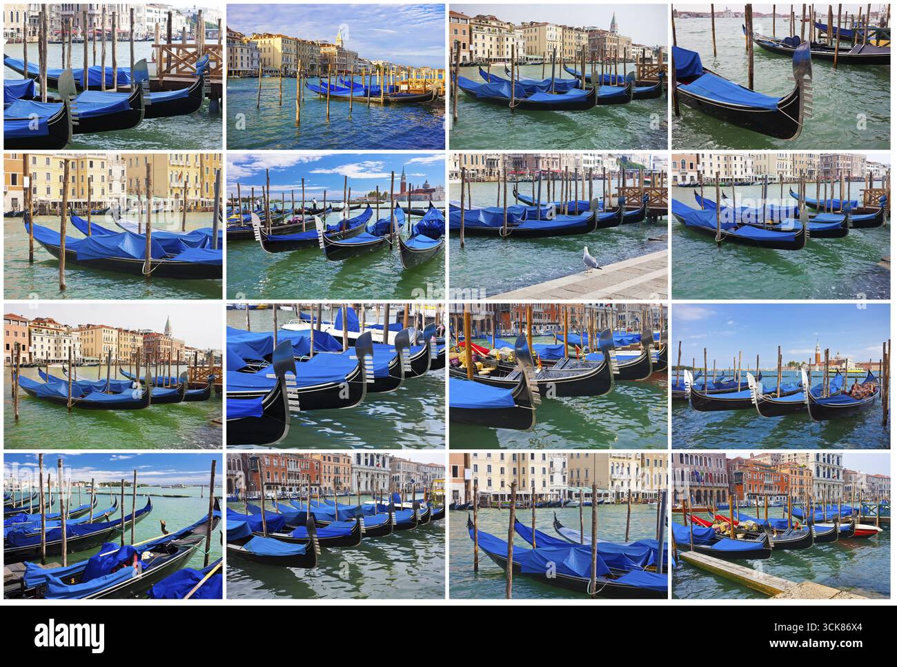 Belle vue de célèbres gondoles vénitiennes à Venise, Italie Banque D'Images