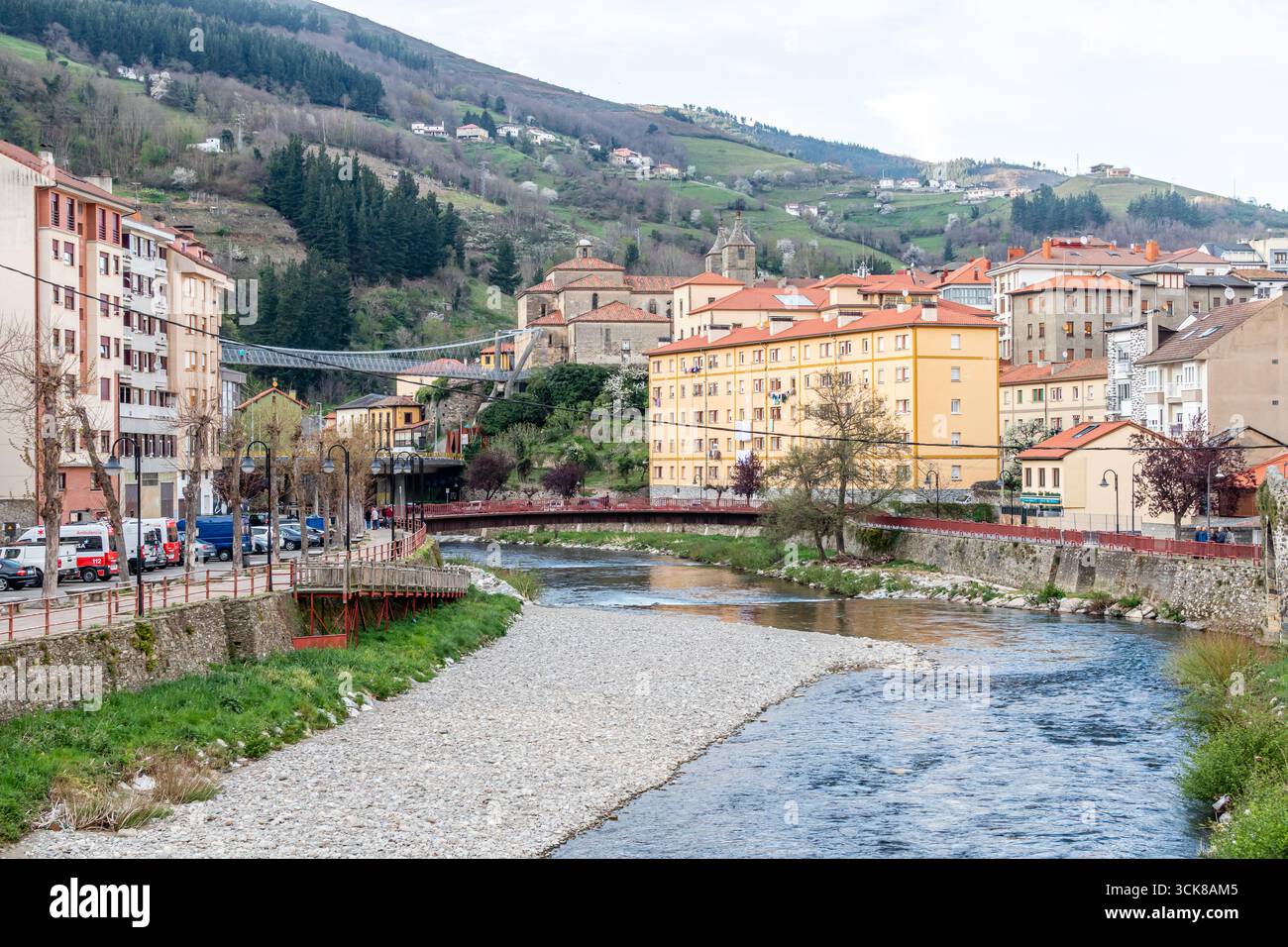 Bâtiments typiques et maisons dans la ville de Cangas del Narcea dans la vallée de Leitariegos, Asturies, Espagne Banque D'Images