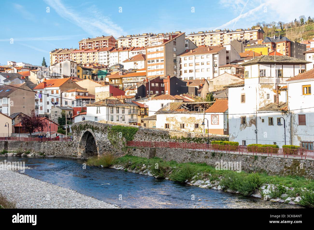 Bâtiments typiques et maisons dans la ville de Cangas del Narcea dans la vallée de Leitariegos, Asturies, Espagne Banque D'Images