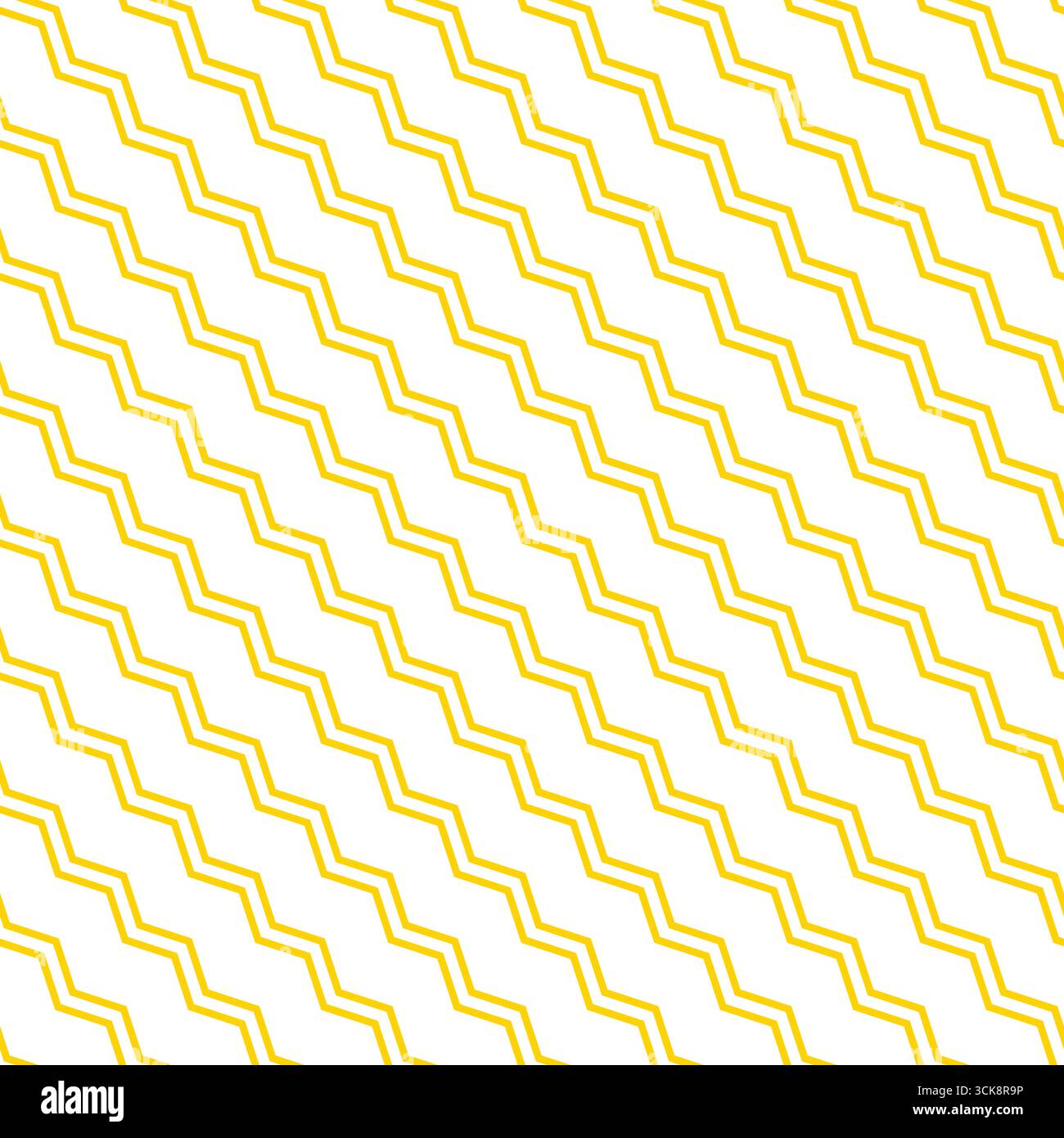 Motif simple et répétitif de lignes en zigzag jaunes sur fond blanc Illustration de Vecteur