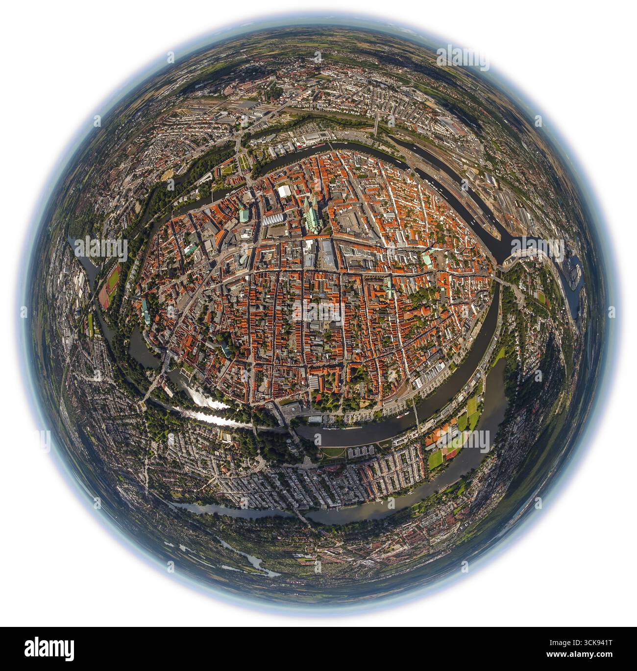 Vieille ville de Luebeck, St.Jakobi-Church, St.Marien-Church, St.Petri-Church, St.Aegidien-Church, cathédrale de Luebeck, Trave, Luebeck, mer Baltique, Schleswig Banque D'Images