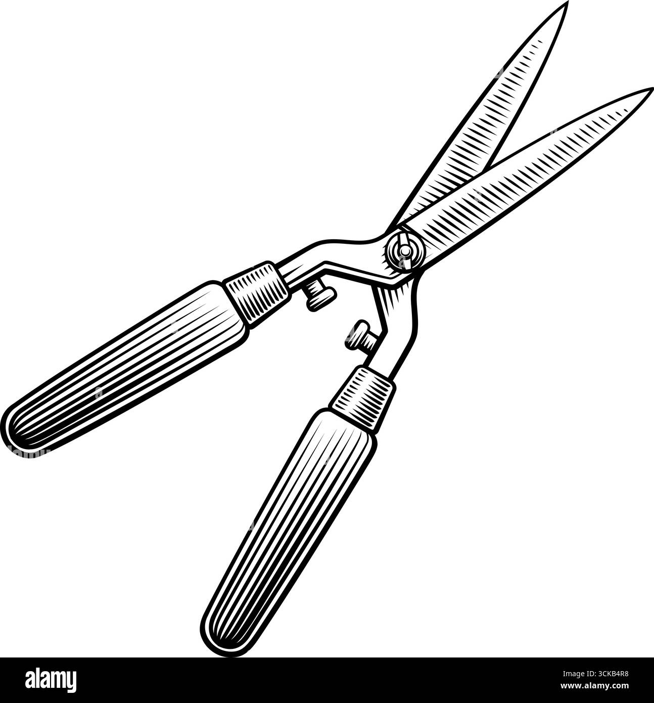 Outil à main pour cisailles à haies de jardinage taillé sur bois Illustration de Vecteur