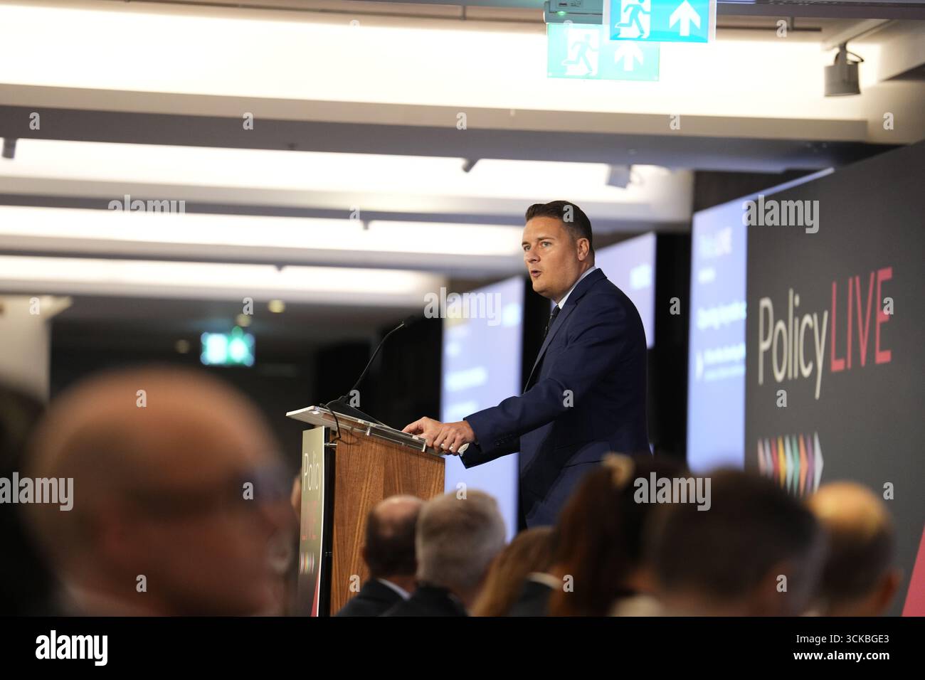 Le secrétaire à la santé, Wes Streeting, prononce un discours lors de l'événement Policy Live au County Hall de Londres. Date de la photo : jeudi 11 septembre 2025. Banque D'Images