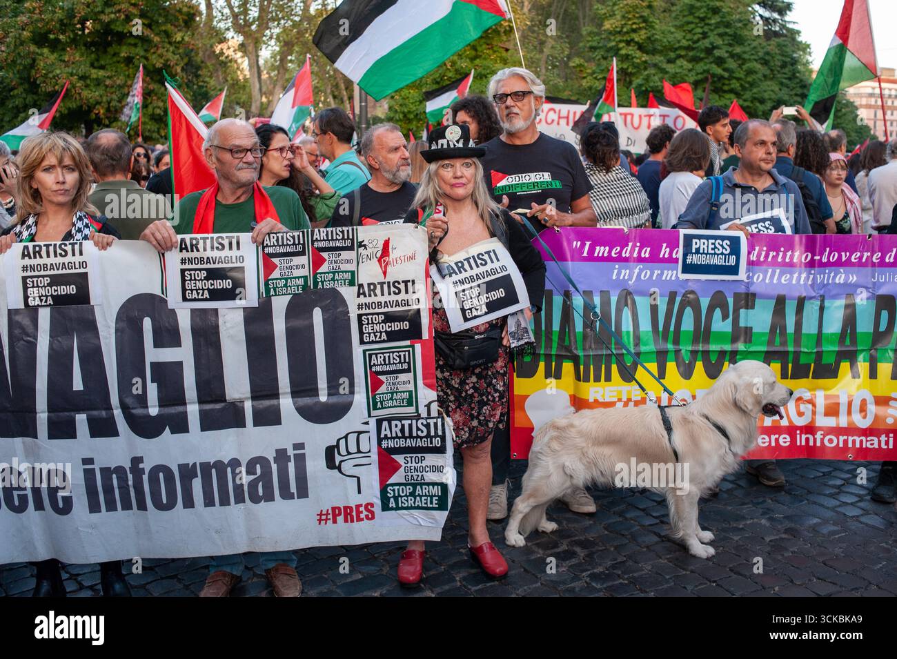 Rome, Italie, 7 septembre 2025 : manifestation pro-palestinienne en soutien à la flottille mondiale Sumud © Andrea Sabbadini Banque D'Images