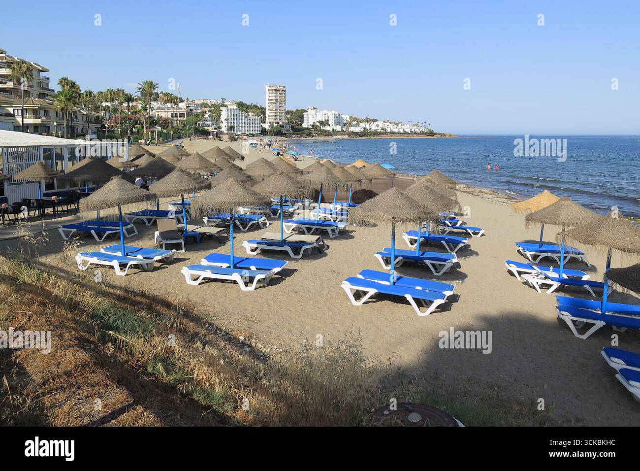 Plage de Mijas Costa, Málaga, Espagne. Banque D'Images