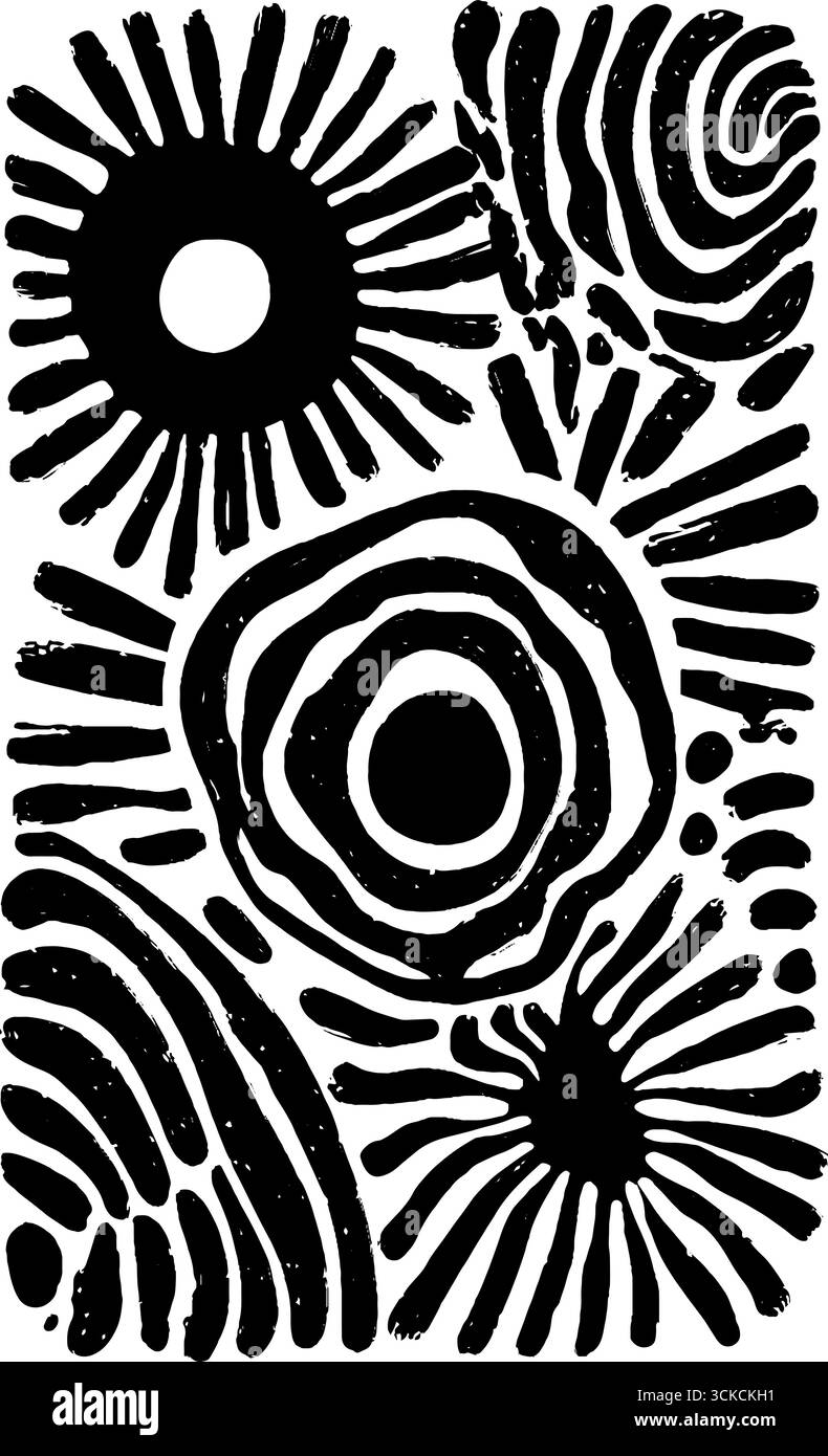 Design abstrait inspiré de l'espace en noir et blanc pour affiches et impressions. Illustration de Vecteur