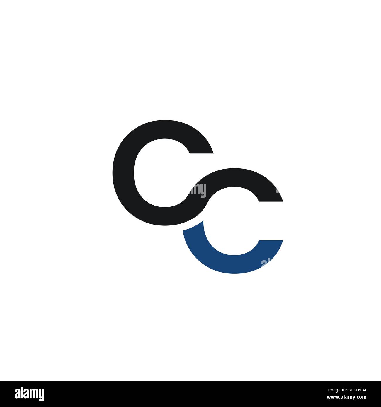 Un logo CC monogramme créatif avec des lettres liées en noir et bleu. La conception montre la connexion, la confiance et l'unité, parfait pour la marque d'entreprise. Illustration de Vecteur