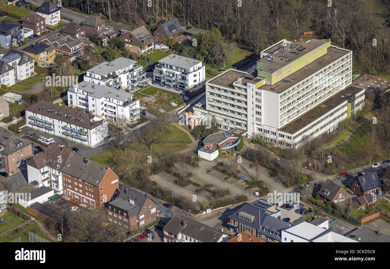 Vue aérienne, Josef-Krankenhaus, Bockum-Hoevel, Hamm, Ruhr area, Rhénanie-du-Nord-Westphalie, Allemagne, DE, Europe, santé, hôpital, clinique, clinique Banque D'Images