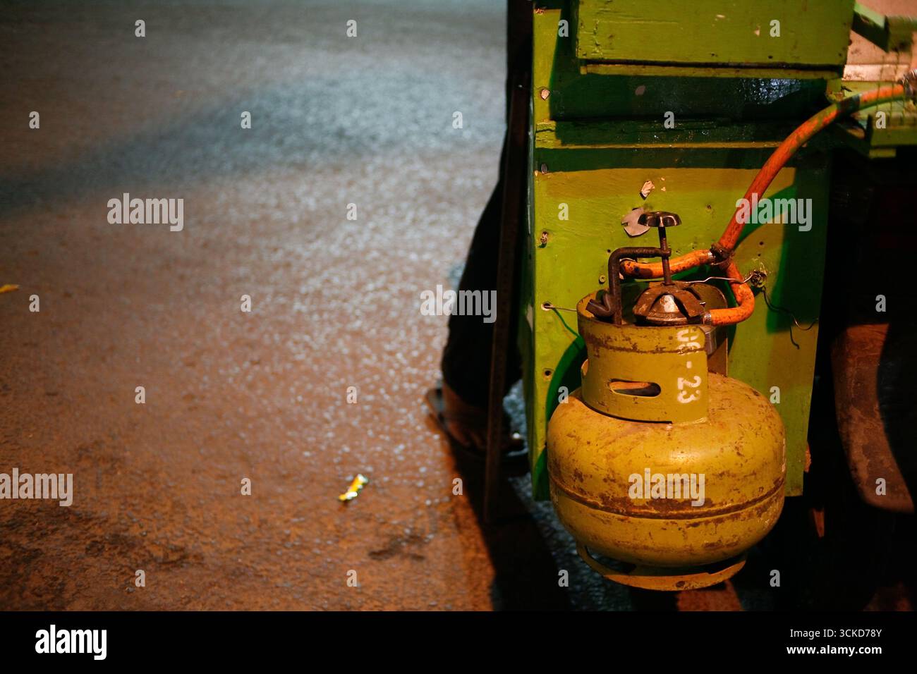 Gros plan d'une bouteille de gaz GPL de 3 kg Banque D'Images