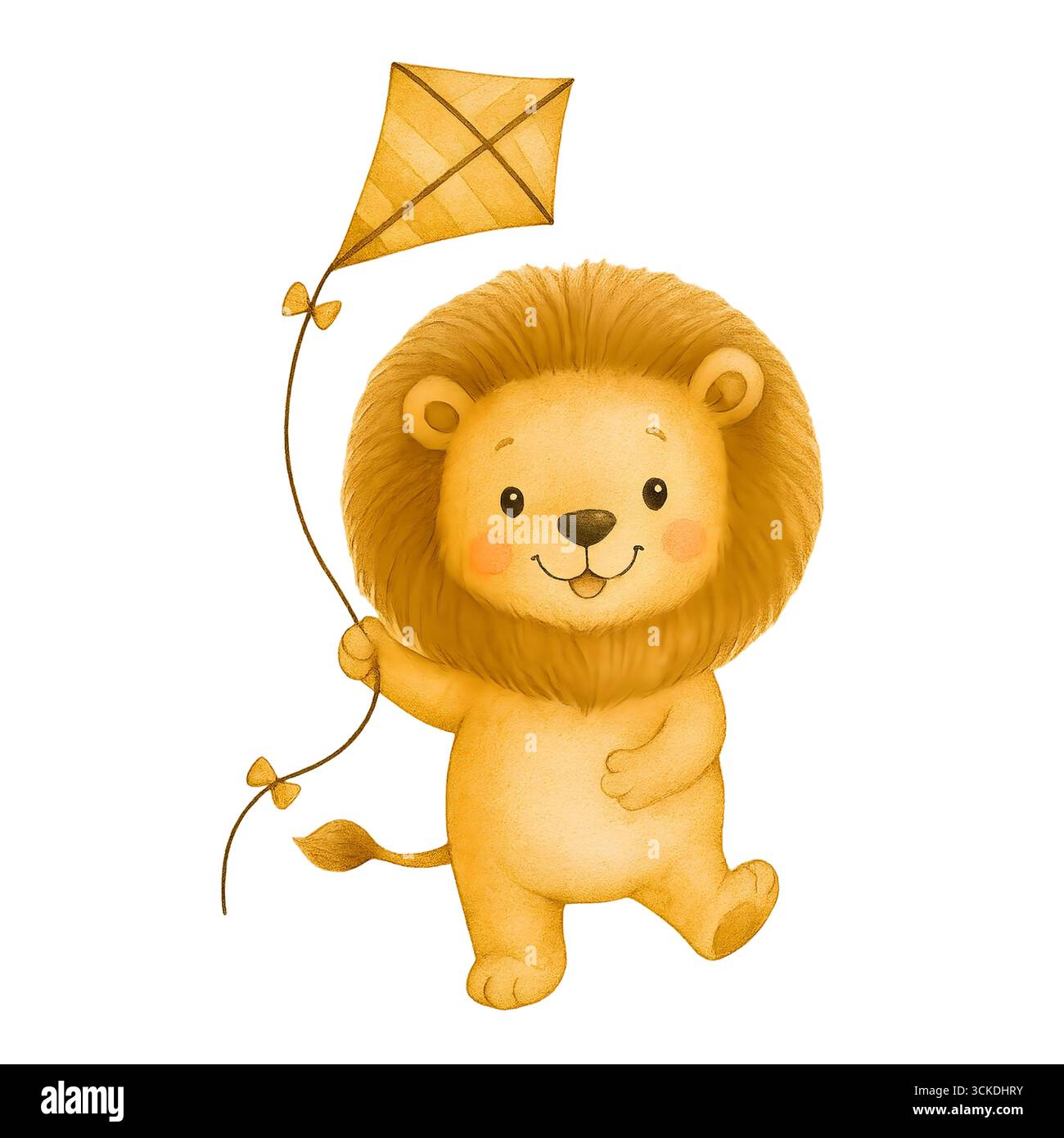 Mignon Aquarelle Lion illustration, adorable Safari animal Clipart Banque D'Images