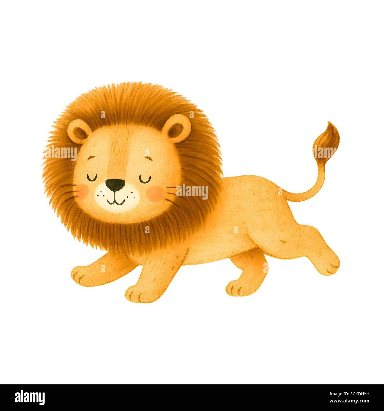 Mignon Aquarelle Lion illustration, adorable Safari animal Clipart Banque D'Images