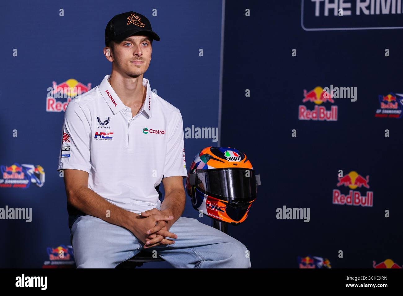 Luca Marini d'Italie et Honda HCR Castrol vus lors du MotoGP GP16 Red Bull Grand Prix de Saint-Marin et de la Riviera de Rimini - Conférence de presse au Misano World circuit Marco Simoncelli. Banque D'Images