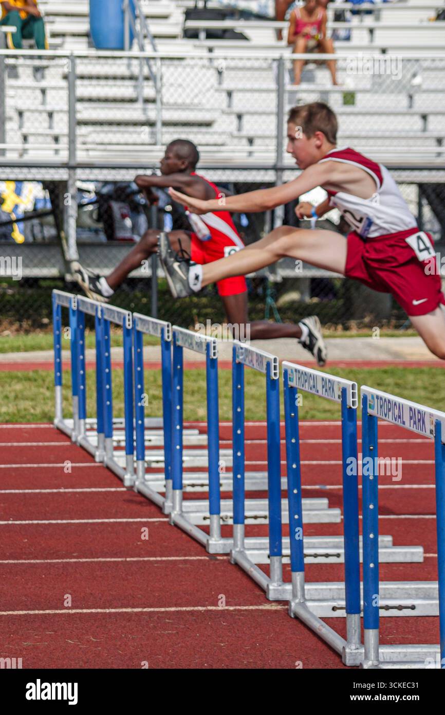 Miami Florida,Tropical Park,USA Track and Field National Junior Olympics,Etudiants éducation élèves élèves élèves,école,campus,apprendre apprend l'apprentissage,t Banque D'Images