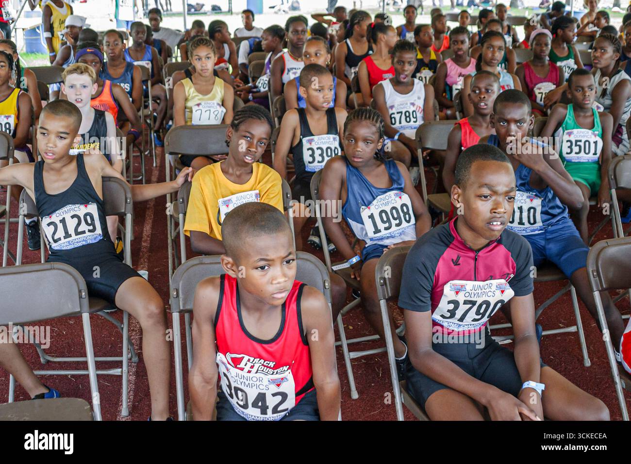 Miami Florida,Tropical Park,USA Track and Field National Junior Olympics,Etudiants éducation élèves élèves élèves,école,campus,apprendre apprend l'apprentissage,t Banque D'Images