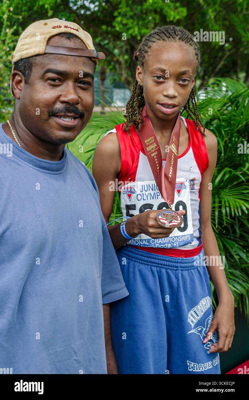 Miami Florida,Tropical Park,USA Track and Field National Junior Olympics,Etudiants éducation élèves élèves élèves,école,campus,apprendre apprend l'apprentissage,t Banque D'Images