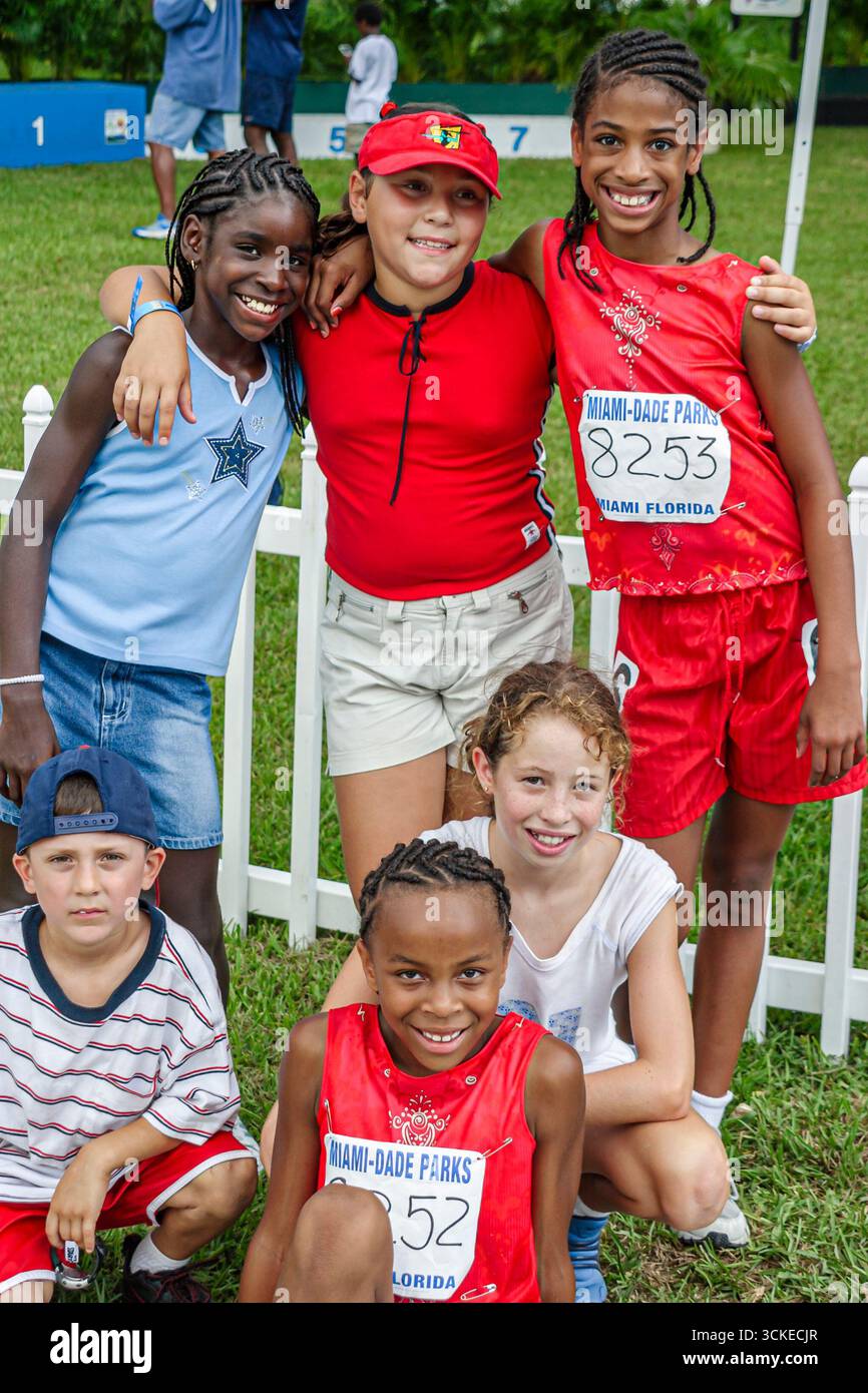 Miami Florida,Tropical Park,USA Track and Field National Junior Olympics,Etudiants éducation élèves élèves élèves,école,campus,apprendre apprend l'apprentissage,t Banque D'Images