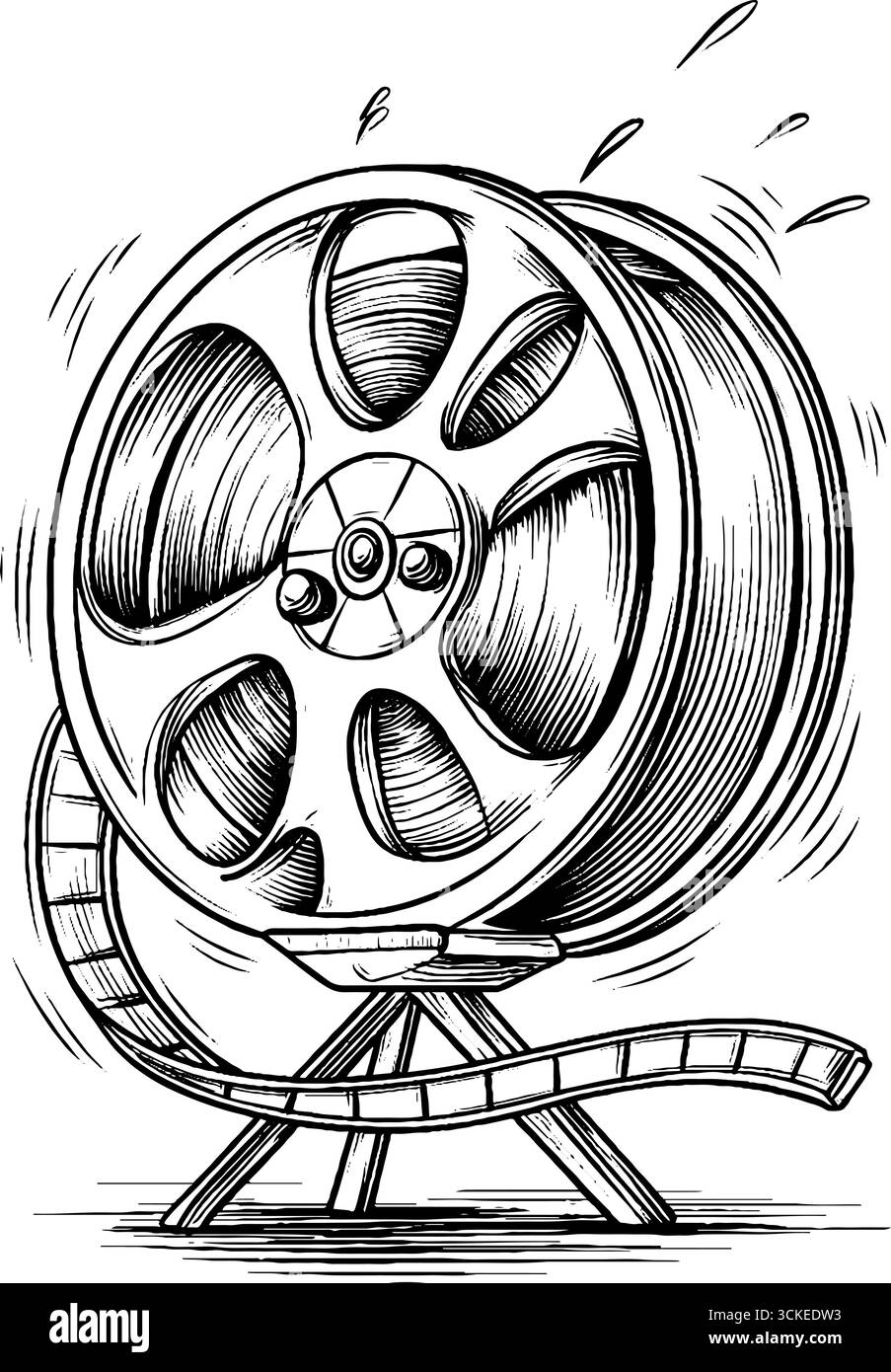 Illustration gravée vintage d'une bobine de film pour la conception rétro de cinéma. Illustration de Vecteur