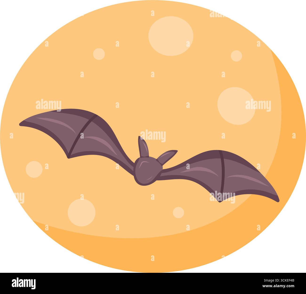 Chauve-souris avec ailes déployées volant à travers la pleine lune, concept d'Halloween. Illustration de Vecteur