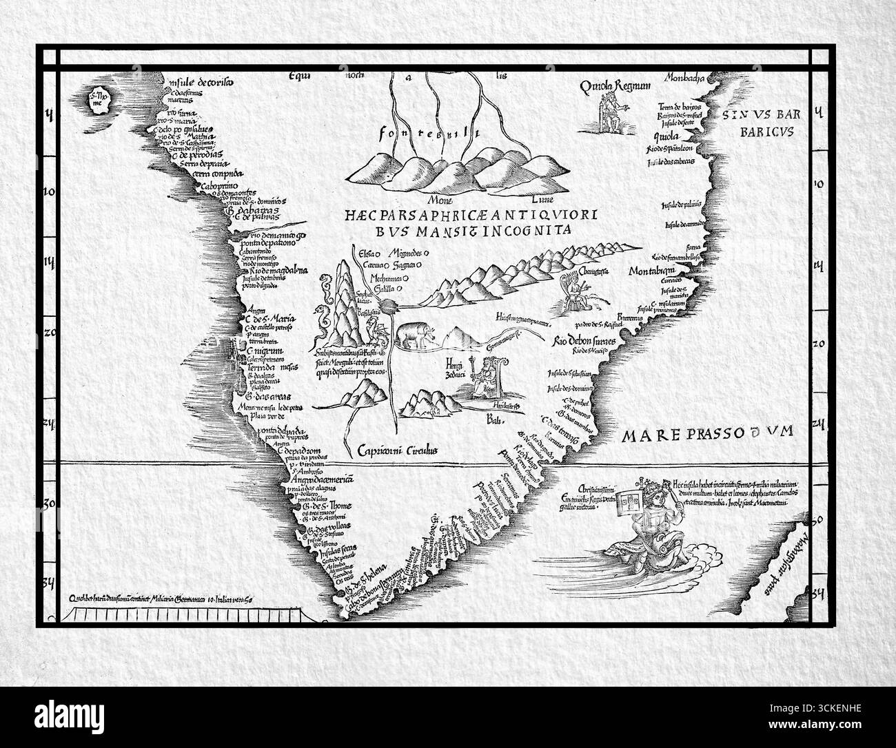 Tabula Moderna Secundae Partis Aphricae carte, Early Modern Africa Antique Cartography, Renaissance gravé Atlas Print Banque D'Images