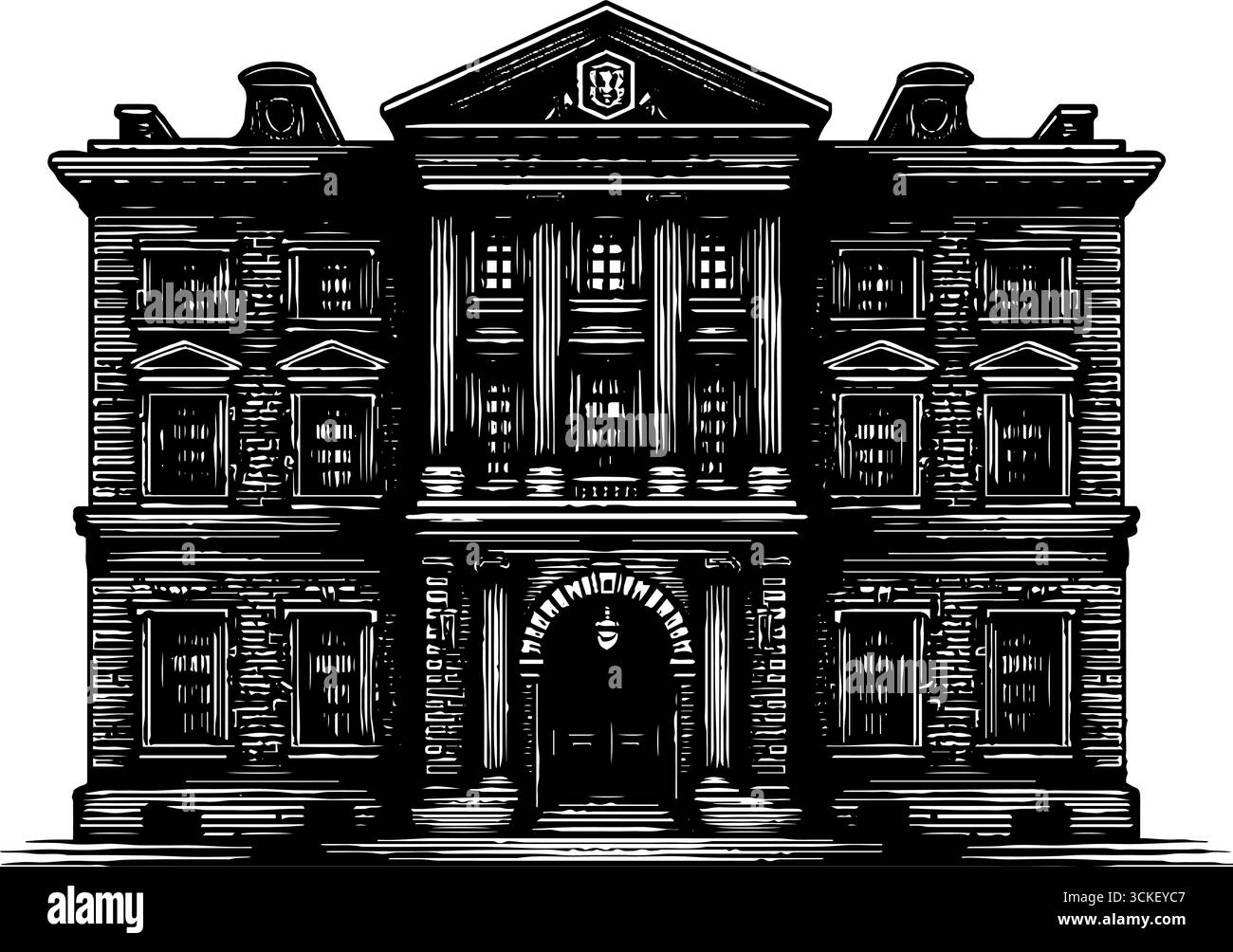 Gravure de façade de palais Renaissance - croquis architectural vintage pour la conception. Illustration de Vecteur