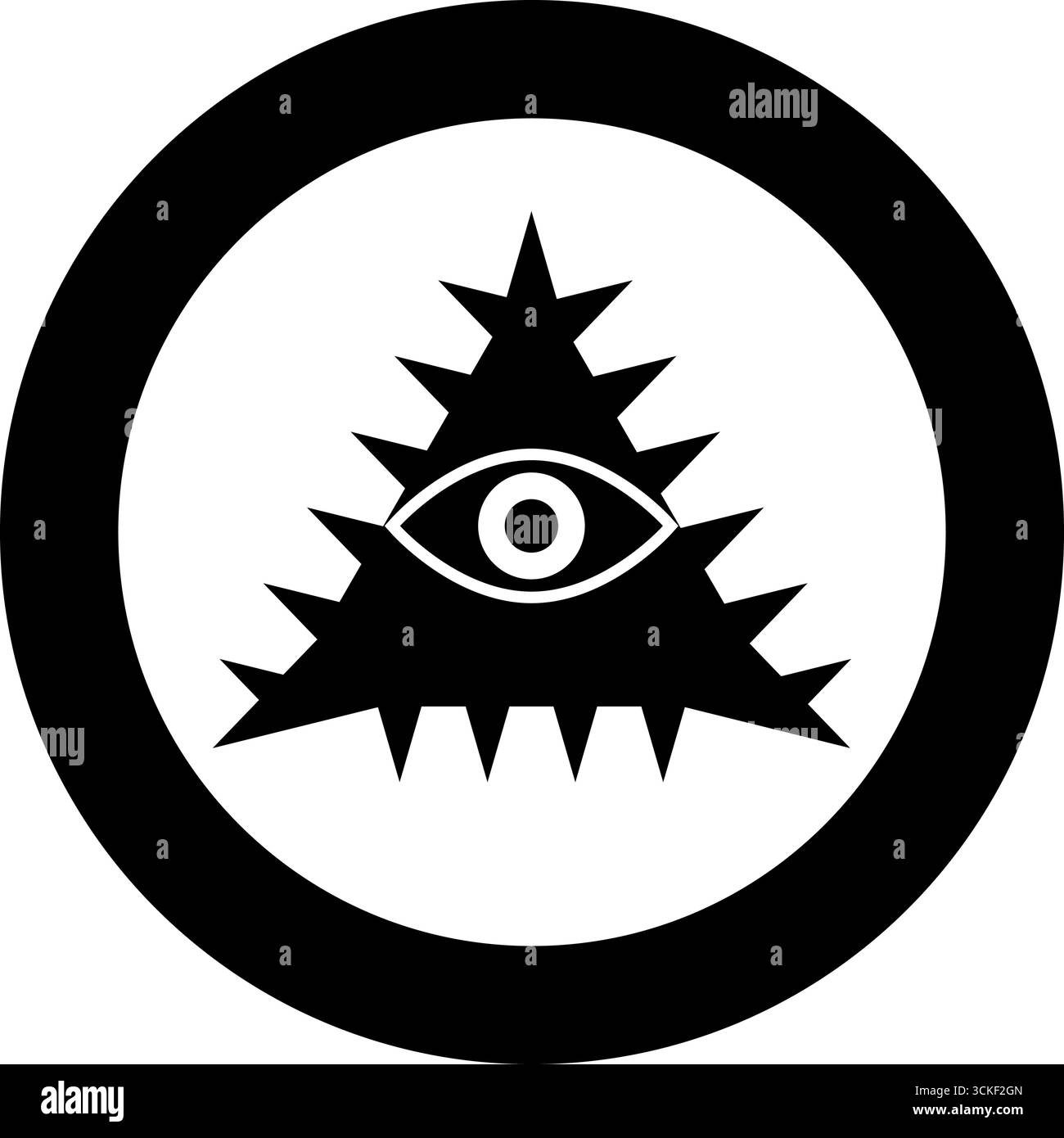 Symbole maçon emblème occulte du triangle Illuminati maçonnique tous voyant l'œil de la vision providence signe sacré en pyramide en triangle icône de concept secret Illustration de Vecteur