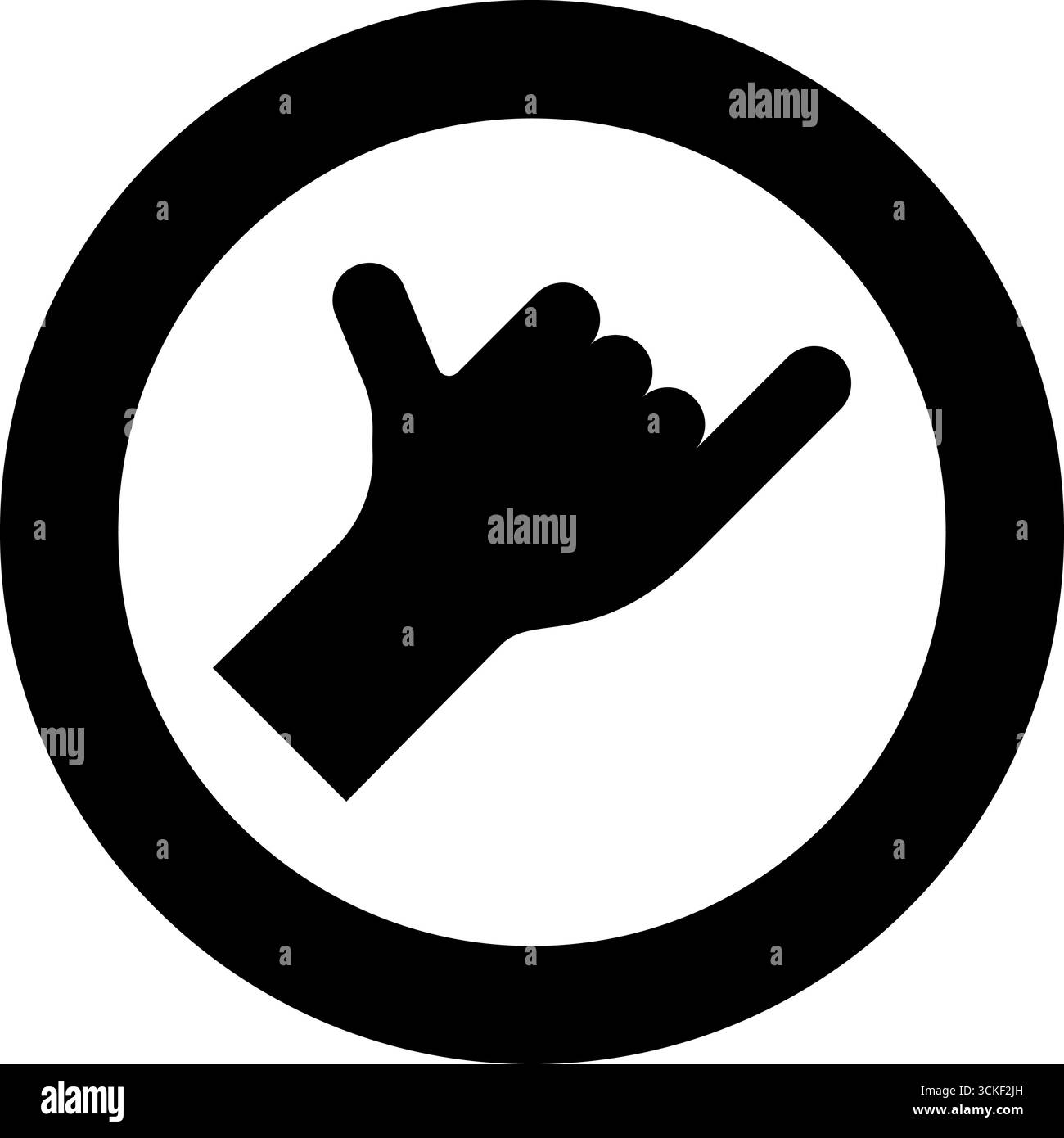 Shaka symbole main hawaïen signe de geste de salutation appelez-moi signe téléphone lâche icône de surf en cercle rond image d'illustration vectorielle de couleur noire Illustration de Vecteur