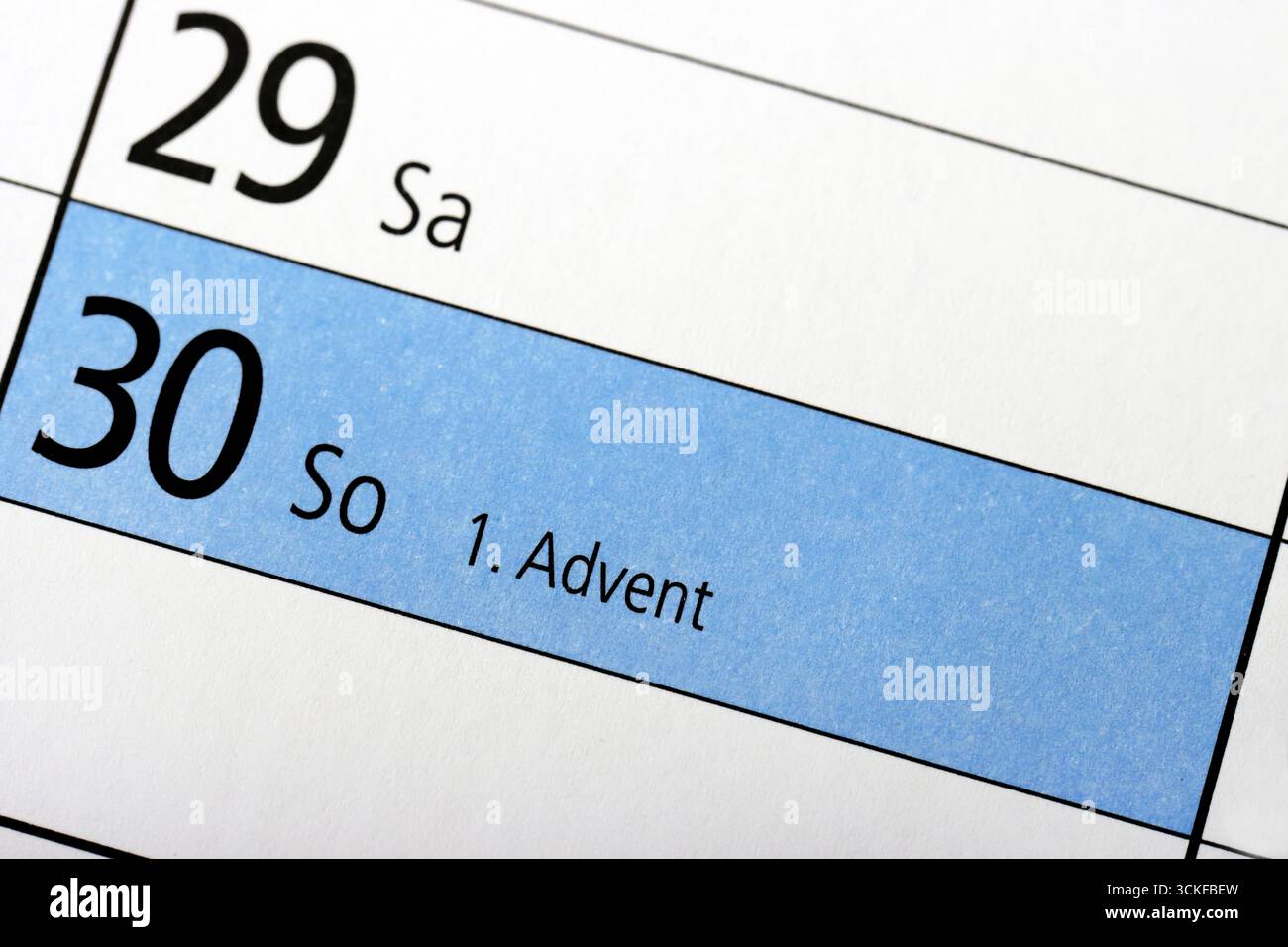 Calendrier annuel 2025, novembre 30, premier dimanche de l'Avent, Allemagne Banque D'Images