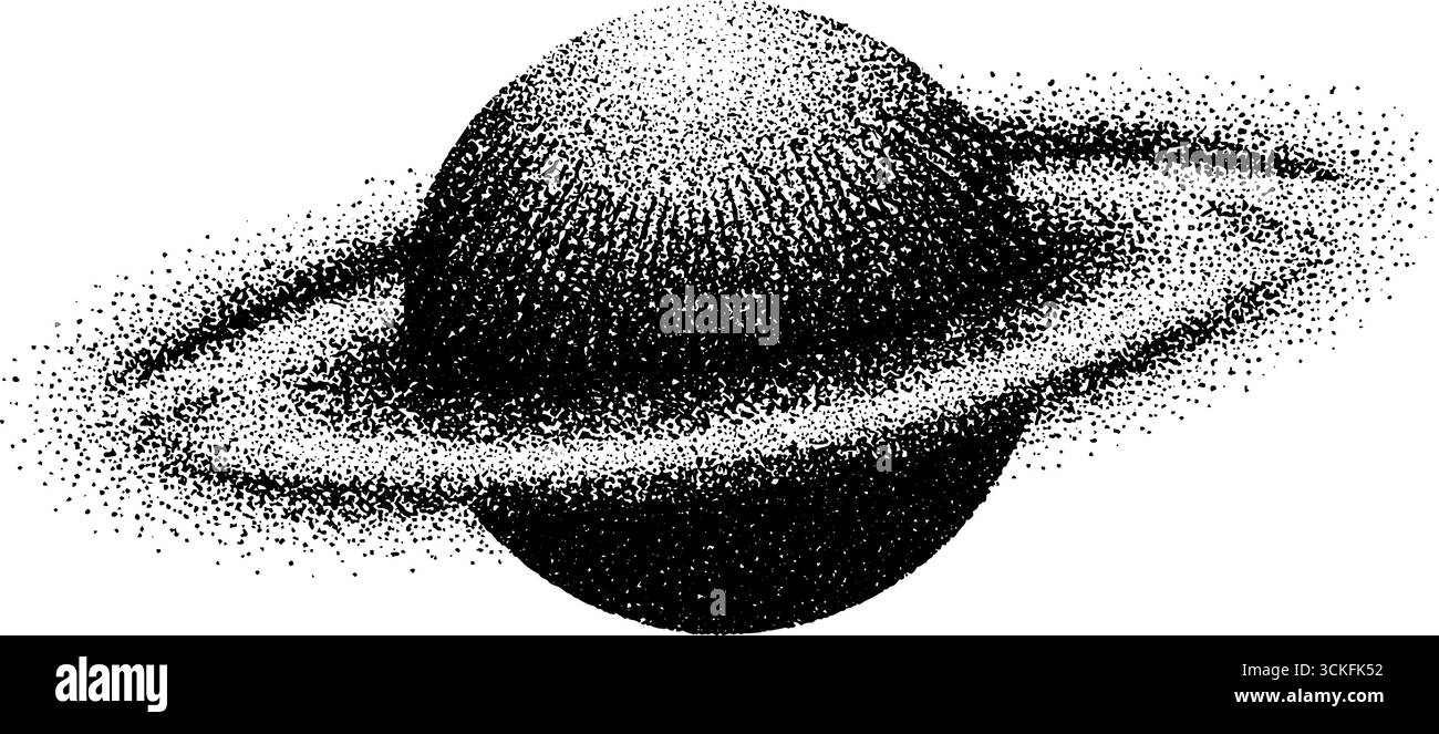Stipple Dotwork illustration d'un orbe flottant - art cosmique avec effet vintage. Illustration de Vecteur