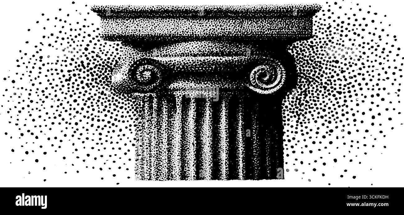 Art de dotwork de pointillés de l'ancienne colonne romaine pour les concepts de design vintage. Illustration de Vecteur
