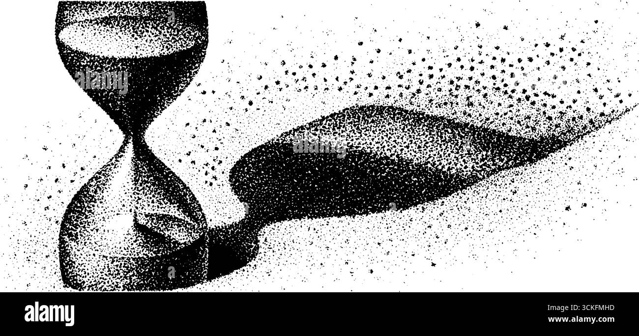 Illustration de sablier pointillé avec effet pointillisme vintage pour la conception de tatouage. Illustration de Vecteur