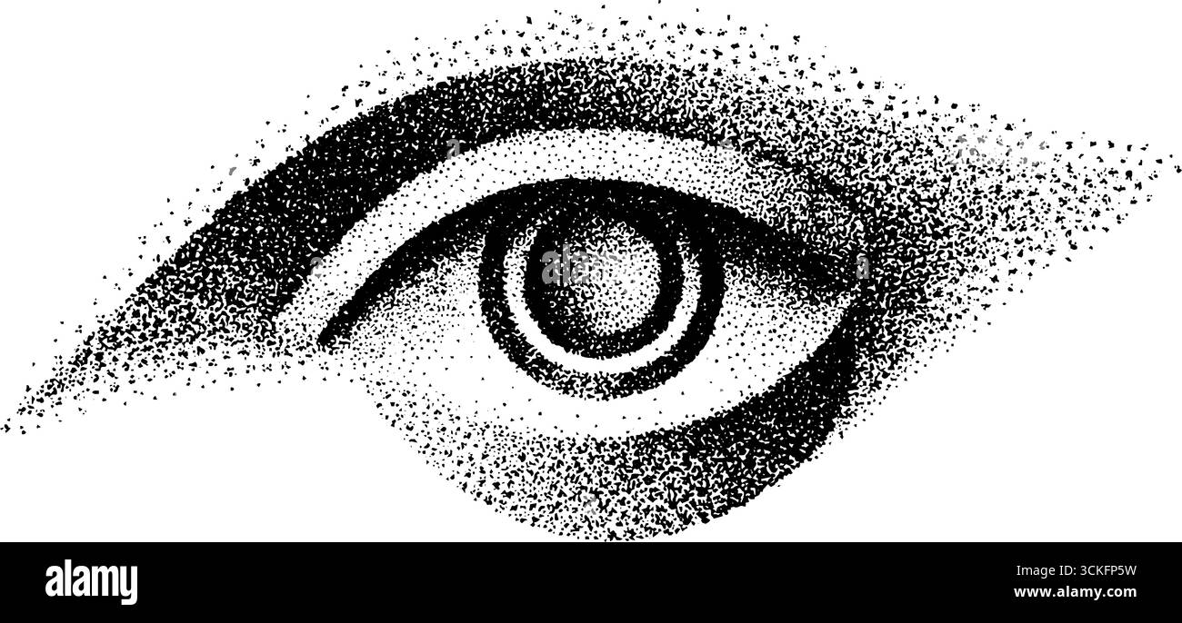 Stipple Dotwork illustration de cercles concentriques dans la conception des yeux pour les projets artistiques. Illustration de Vecteur