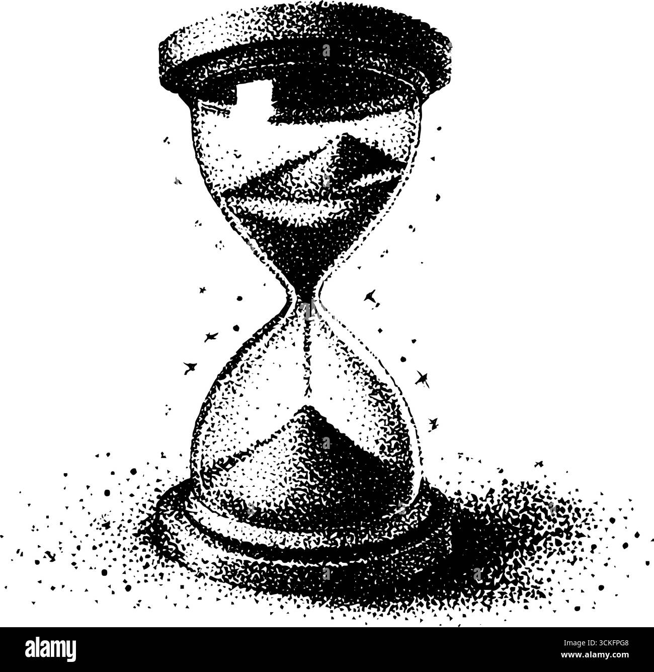 Illustration pointillée d'un petit sablier avec effet vintage. Illustration de Vecteur