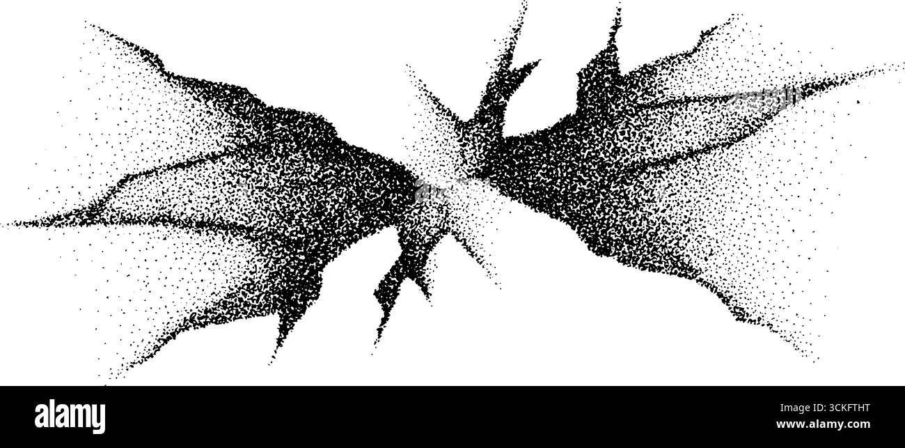 Illustration pointillée de dotwork de verre brisé pour la conception artistique. Illustration de Vecteur