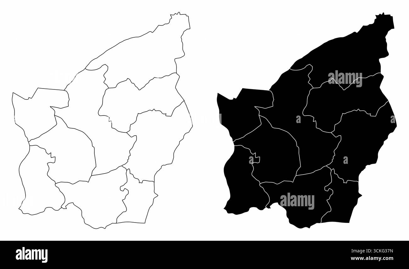Les cartes administratives en noir et blanc de Saint-Marin Illustration de Vecteur