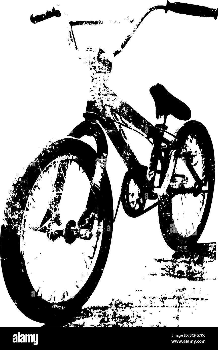 Design de vélo bmx noir et blanc grunge pour les projets d'art urbain. Illustration de Vecteur