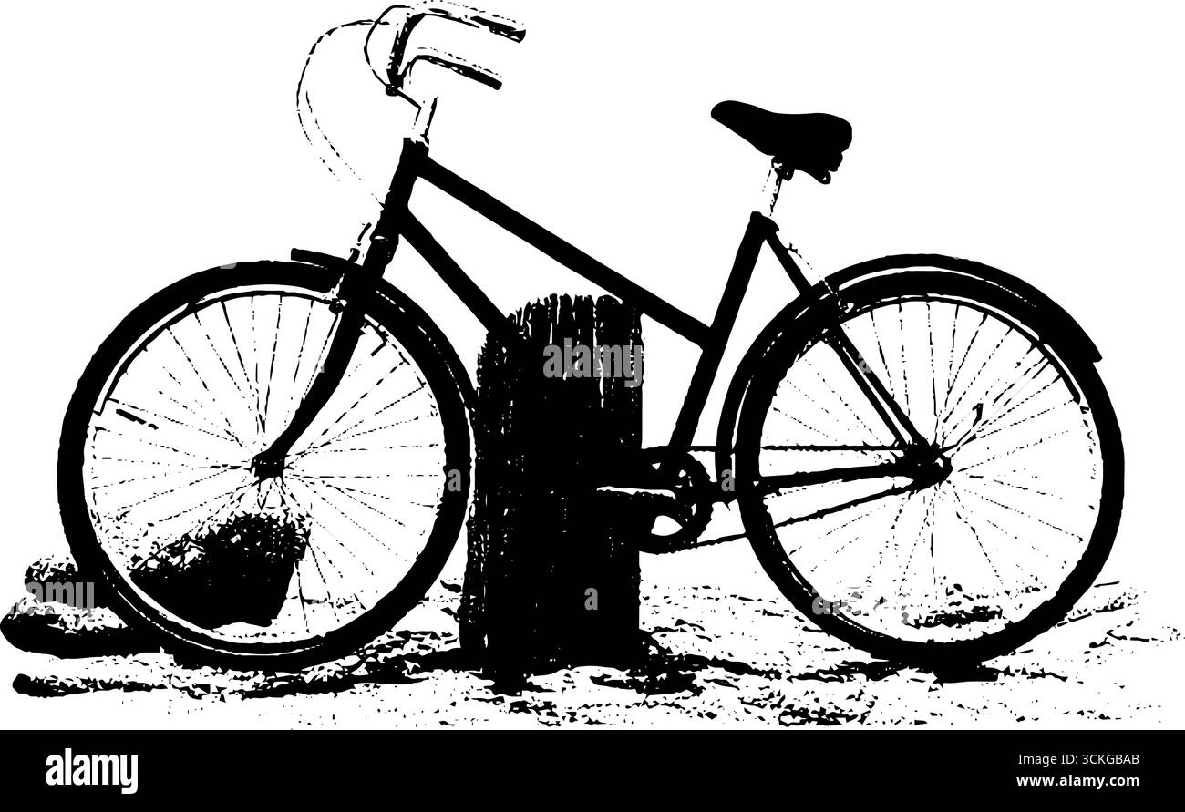 Grunge noir et blanc art de vélo pour le design urbain et la décoration. Illustration de Vecteur