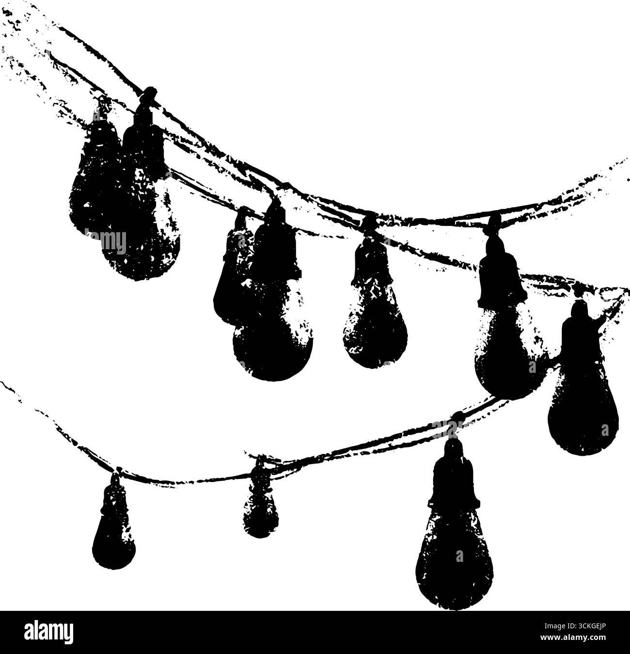 Lumières de noël grunge noir et blanc pour la conception et la décoration de vacances. Illustration de Vecteur