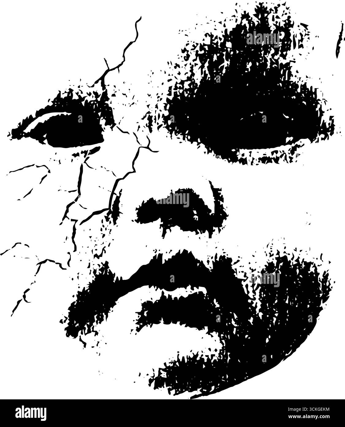 Illustration de poupée noire et blanche grunge étrange pour des motifs à thème sombre. Illustration de Vecteur