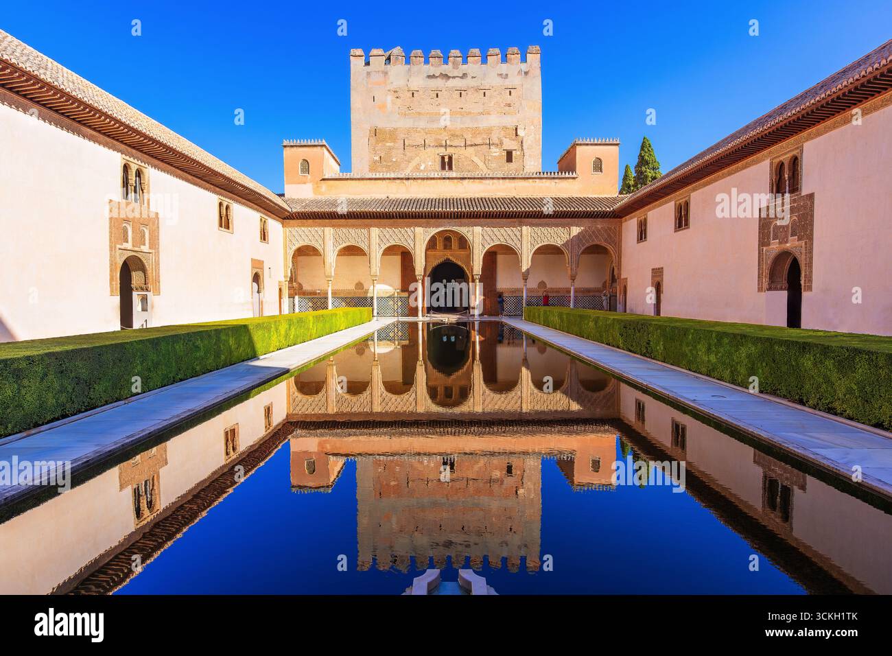 Alhambra de Grenade, Espagne. Les Palais Nasrides (Palacios Nazaraies) dans la forteresse de l'Alhambra. Banque D'Images