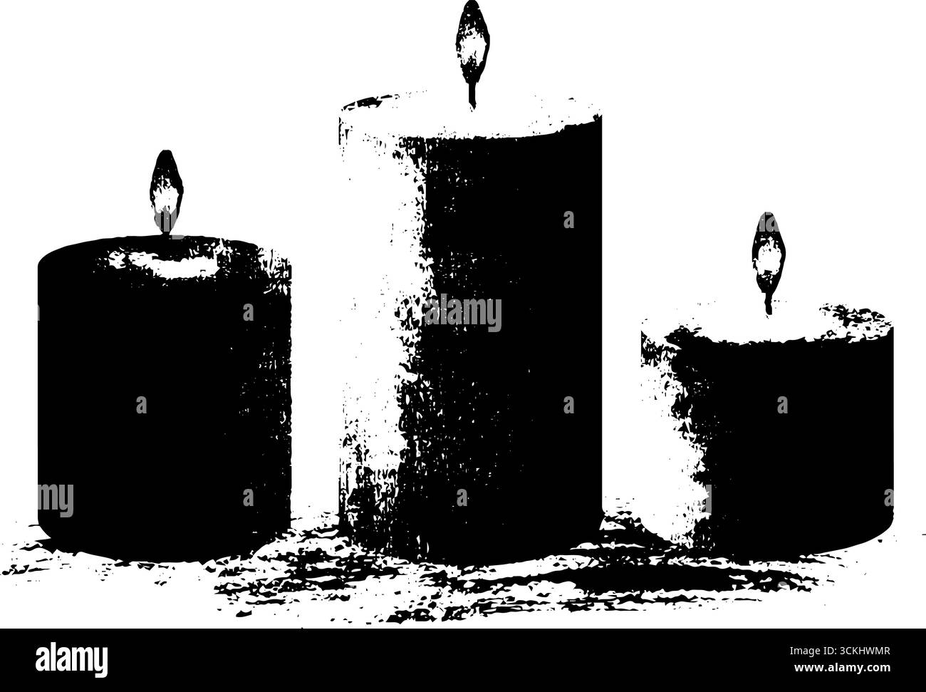 Pochoir à bougie noir et blanc pour l'art urbain et le design. Illustration de Vecteur