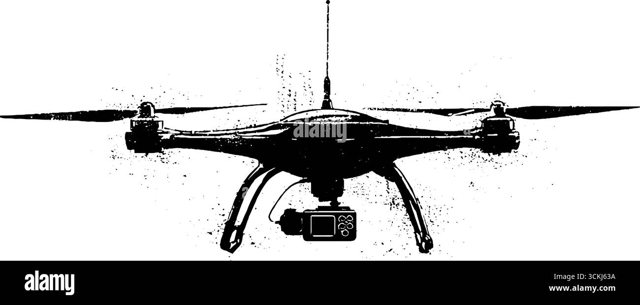 Ensemble d'illustration de pochoir de drone noir et blanc pour le décor urbain et le design. Illustration de Vecteur