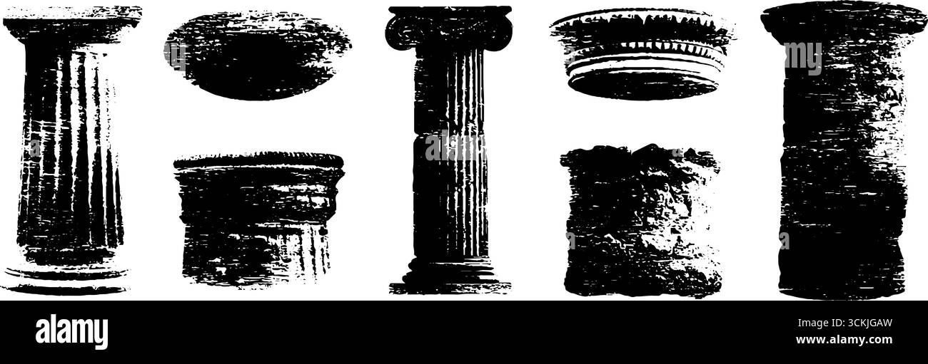 Collection de pochoirs d'éléments architecturaux anciens pour les projets de design et de décoration. Illustration de Vecteur