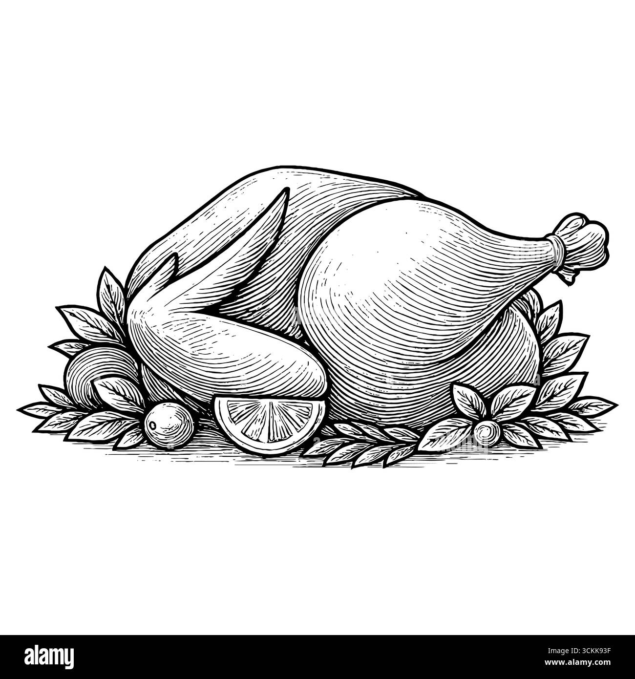 Une dinde festive, enrobée d'épices, pour Thanksgiving en reconnaissance à Dieu pour ses bénédictions. Illustration de Vecteur