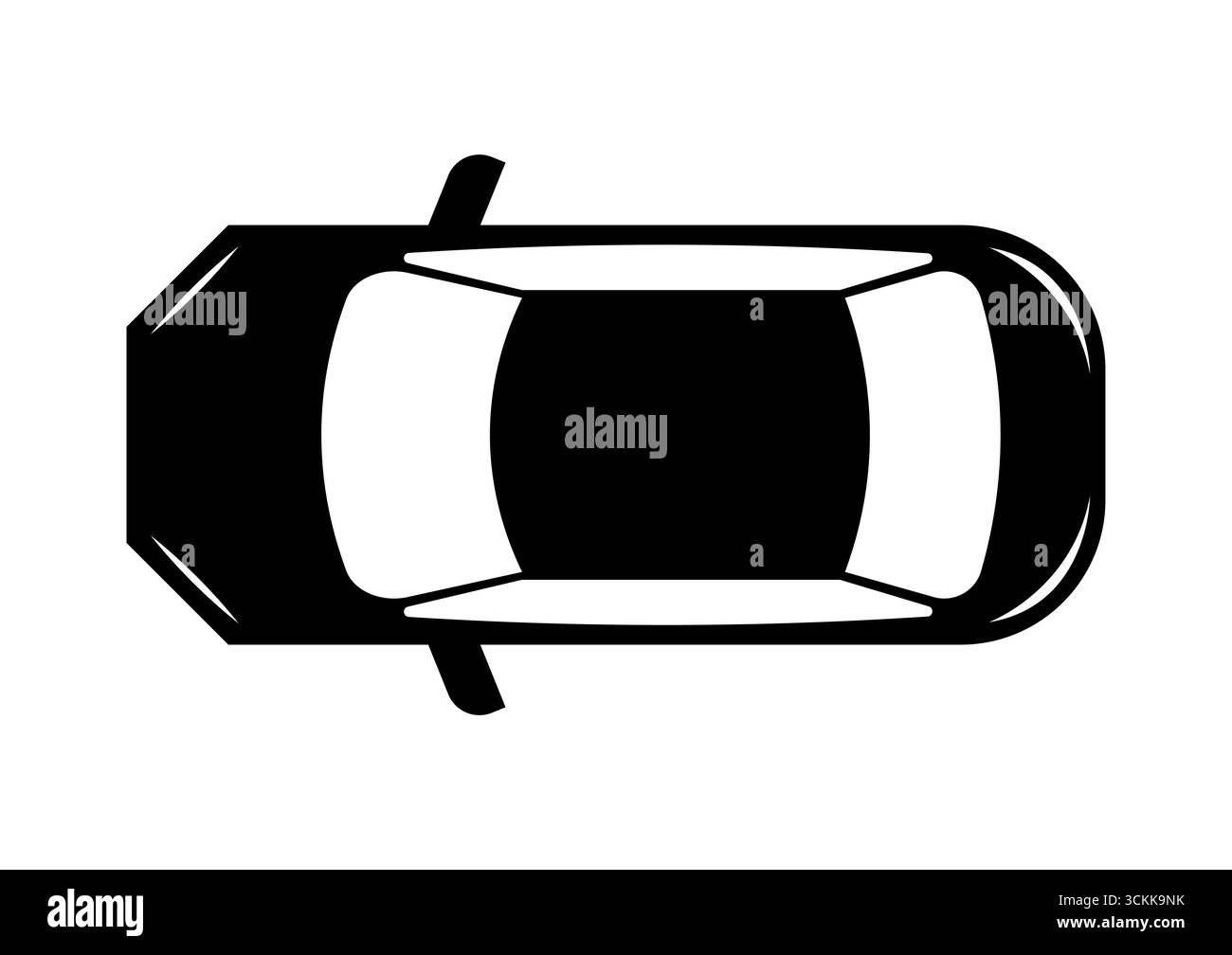 Vue de dessus d'un symbole de voiture ou d'une berline. Illustration vectorielle isolée sur fond blanc. Illustration de Vecteur