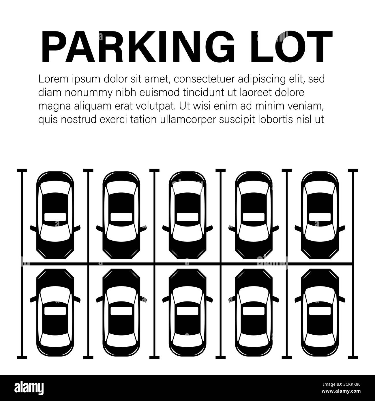 Parking ou place de parking depuis la vue aérienne. Illustration vectorielle. Illustration de Vecteur