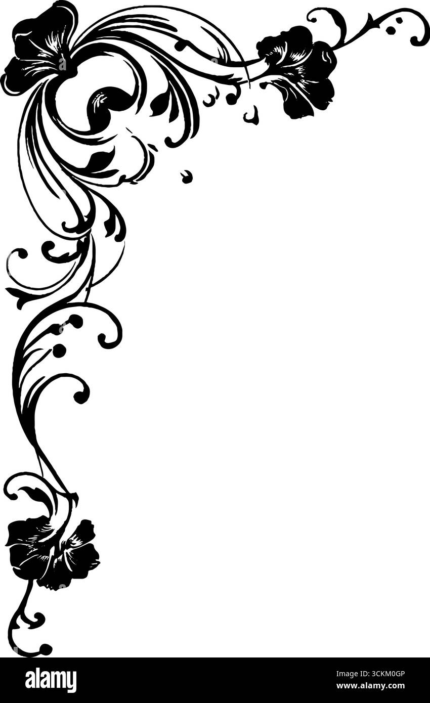 Élégante bordure abstraite avec motifs floraux en forme d'éventail pour le design et la décoration. Illustration de Vecteur
