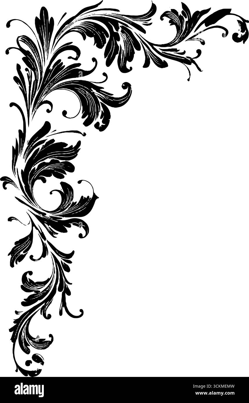 Design élégant d'angle botanique avec motifs floraux en forme d'éventail pour l'art et la décoration. Illustration de Vecteur