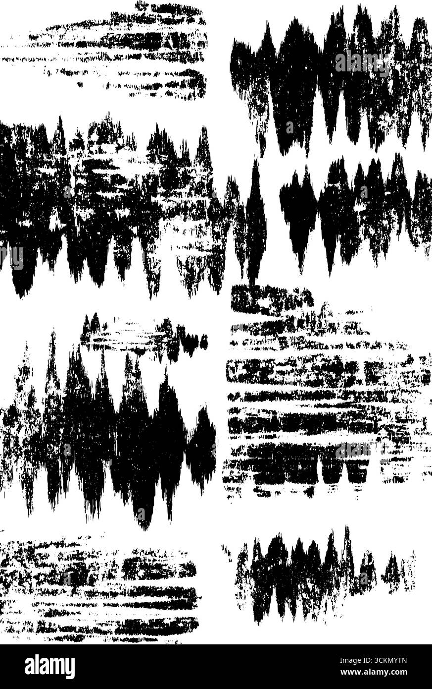 Motif de forme d'onde sonore déformé en noir et blanc pour un arrière-plan dynamique. Illustration de Vecteur