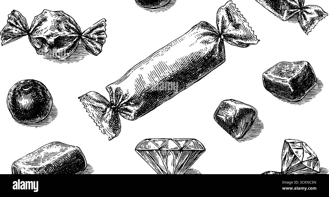 Gravures d'emballage de bonbons vintage pour les projets de design et décoratifs intégrés Illustration de Vecteur