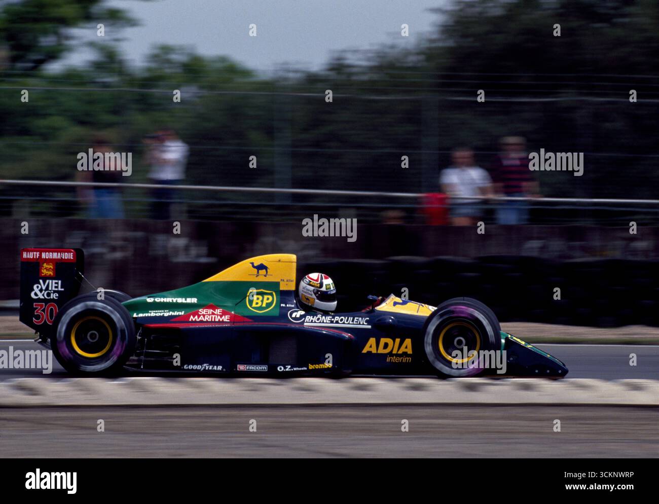 1989 Philippe Alliot - Larrousse Lola LC89-Lamborghini V12 - Grand Prix de Grande-Bretagne - Silverstone - original Hasselblad Slide Scan Banque D'Images